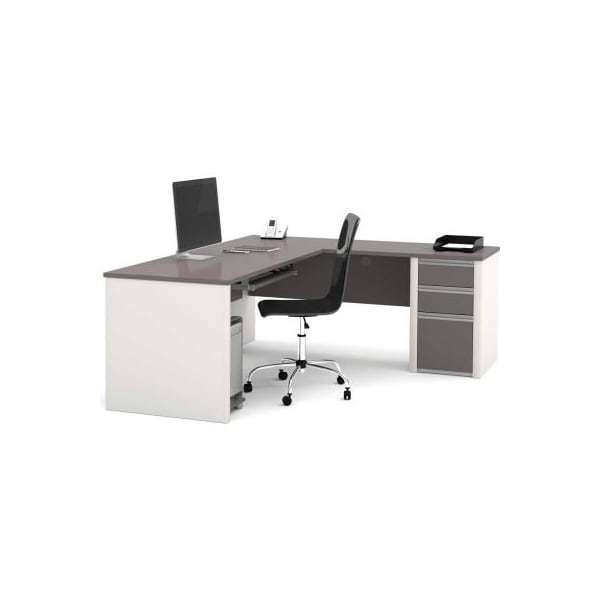 Bestar Bestar L Desk W/ Pedestal - 71" - Slate & Sandstone - Connexion Series 93880-1459 - main